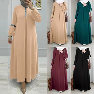 Womens Seuqin Mulsim Abaya Kaftan Maxi Dress Lady Evening Party Dubai Long Dress