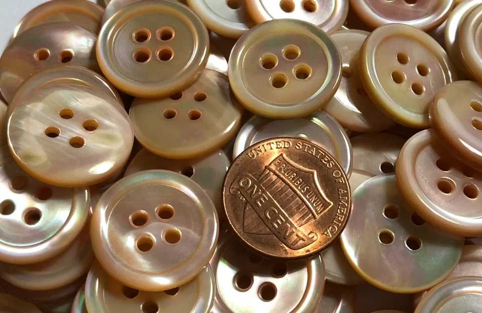 6 PC ONLY! Vintage Pink Iridescent MOP Shell Buttons 18mm Just Over 11/16" 11751 - Image 3 of 4