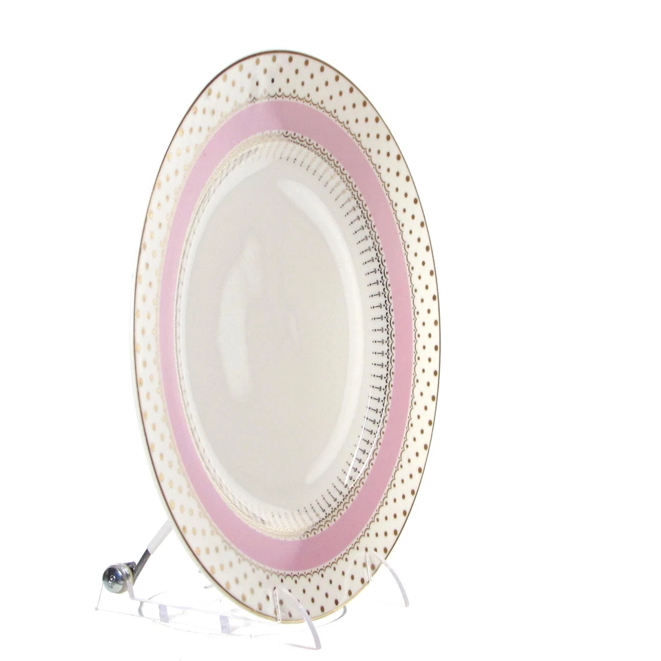 Juego de 4 platos de postre para ensalada Grace Teaware PIN DOTS ROSA 8" porcelana dorada como nueva Foto 3 de 4