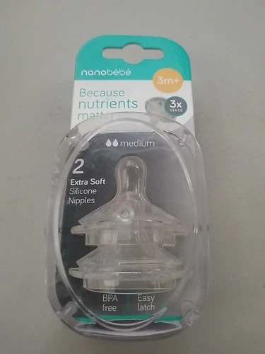 Nanobebe Because Nutrients Matter 3m+ Silicone Bottle Nipples Medium 2cnt