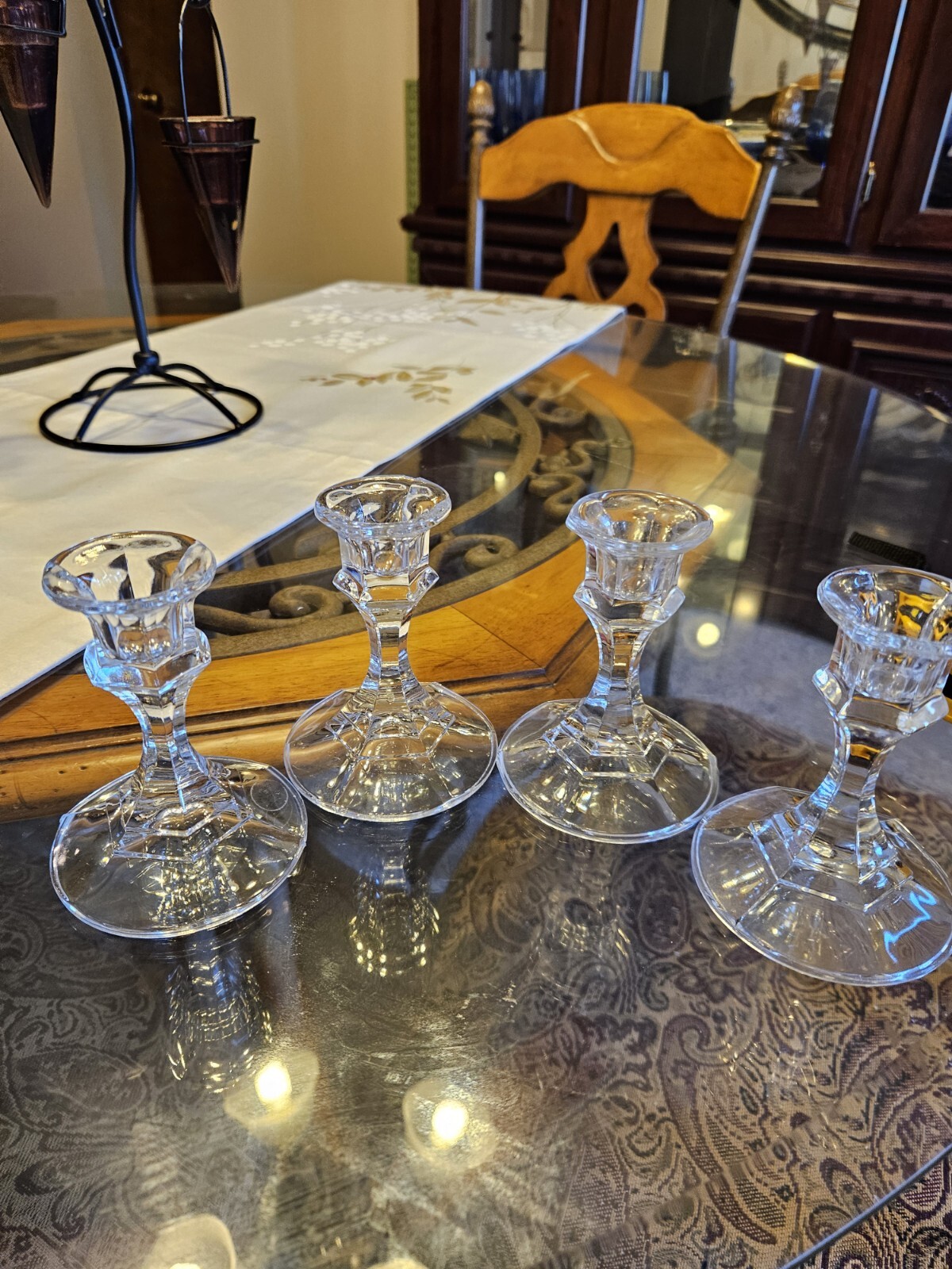 Vintage Latrobe 24% Lead Crystal Set of 4 Candlestick Holders 4” Tall Gorgeous