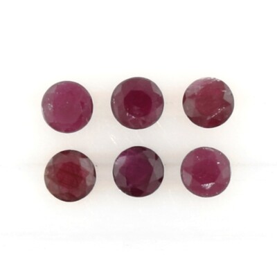 RUBY 2.5 MM ROUND CUT COMMERCIAL EARTH MINED AND TREATED 10 PC SET F-4491