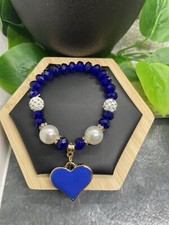 Handmade Beaded Stackable 7 Plus Stretch Bracelet New Heart Pendant B4115