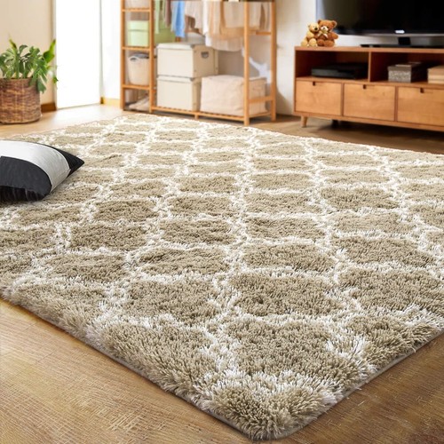Luxury Shag Area Geometric Plush Fluffy Extra Soft and Comfy Indoor Decor Carpet