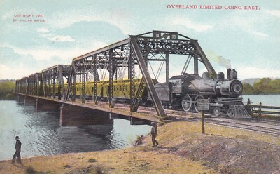 Vintage Postcard Overland Limited Going East On The Santa Fe Railroad 1907 Train