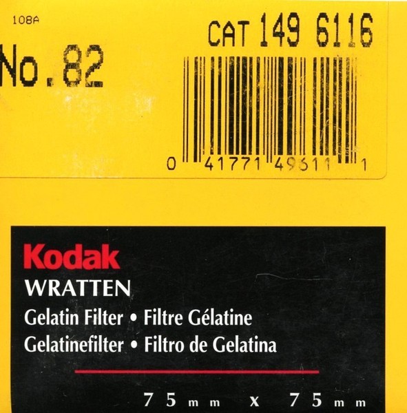 Kodak Wratten Filtro Gelatina 82 Corrección de color (75mmx75mm)