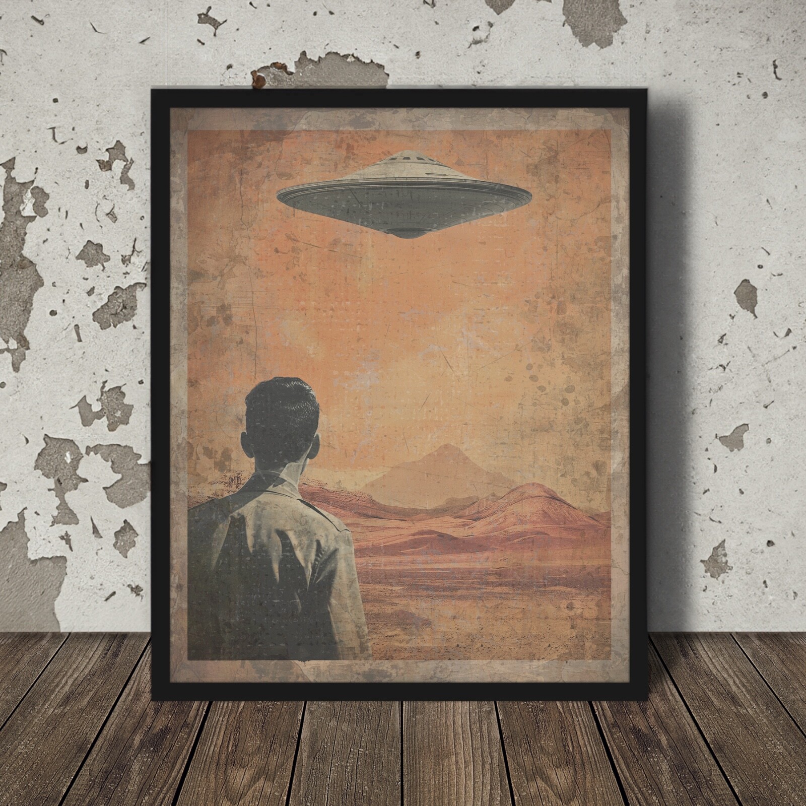 Poster Vintage UFO Desert per appassionati di fantascienza