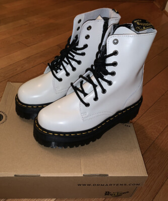 Dr Martens Jadon Leather Platform Combat Boots Women's US 9 White