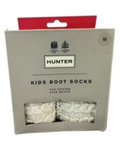 Hunter Kids Knitted Boot Socks Beige White Medium KAS3307AAC Mini Cable Knit Rec