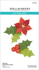 Spellbinders - Stitched Poinsettia & Holly (And Berry) Etched Die Set (S4-1299)