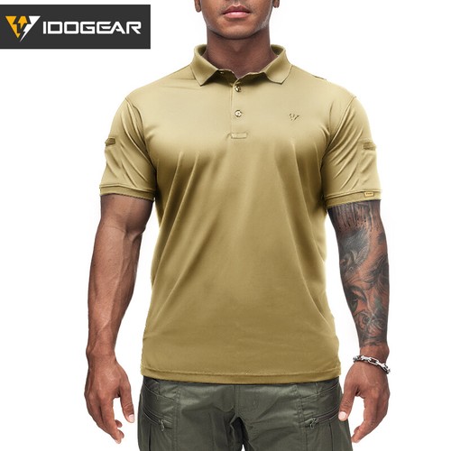 IDOGEAR Tactical T shirt Mens Polos Plain Polos Short Sleeve Outdoor T-shirt BK - Picture 21 of 30