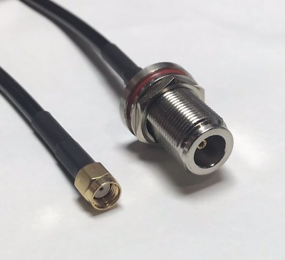 1 ft RP-SMA Male to N-Type Bulkhead Female 50-Ohm RG58 Coax Low Loss RF Cable