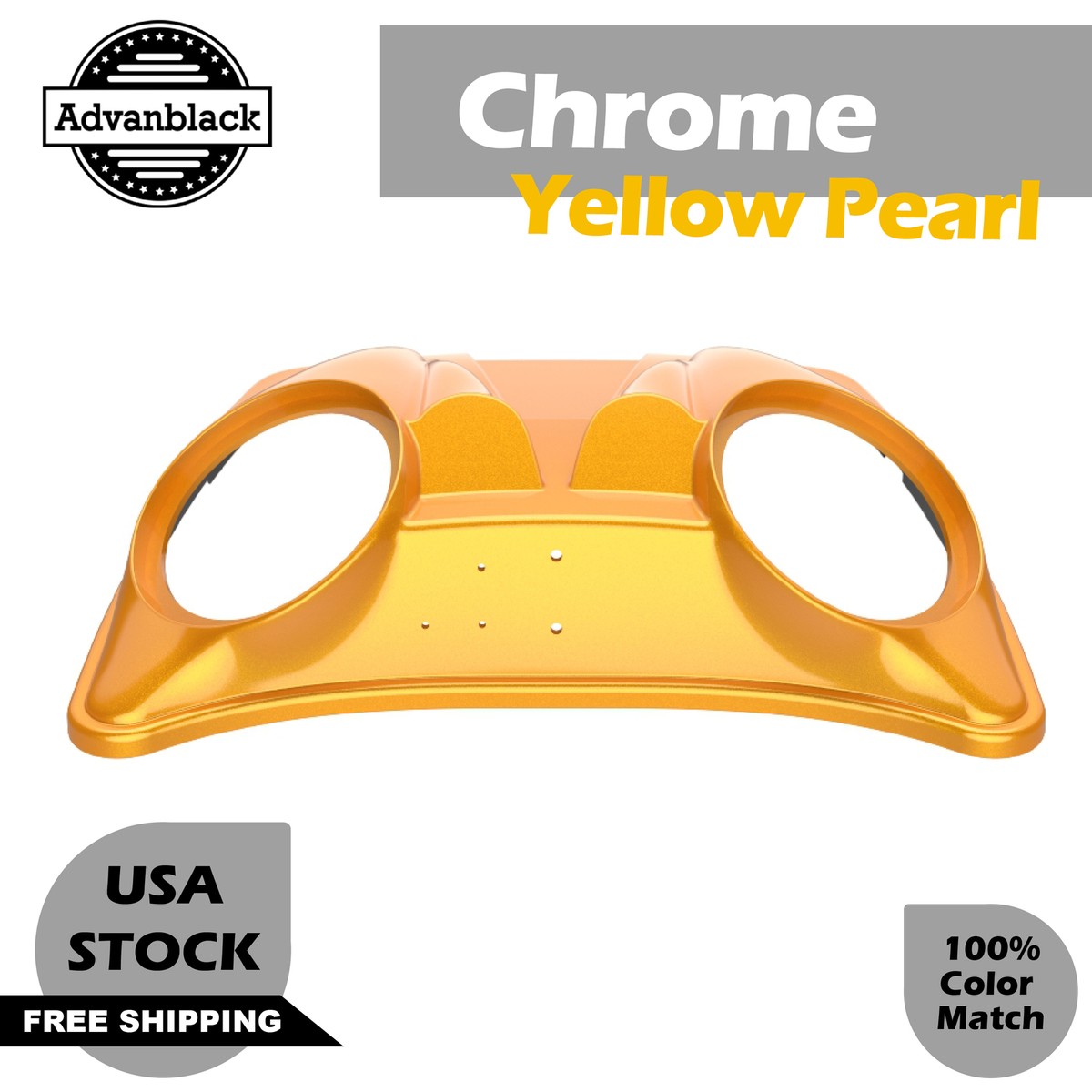 Dual 8'' Speaker Lids CHROME YELLOW PEARL For Harley Tour