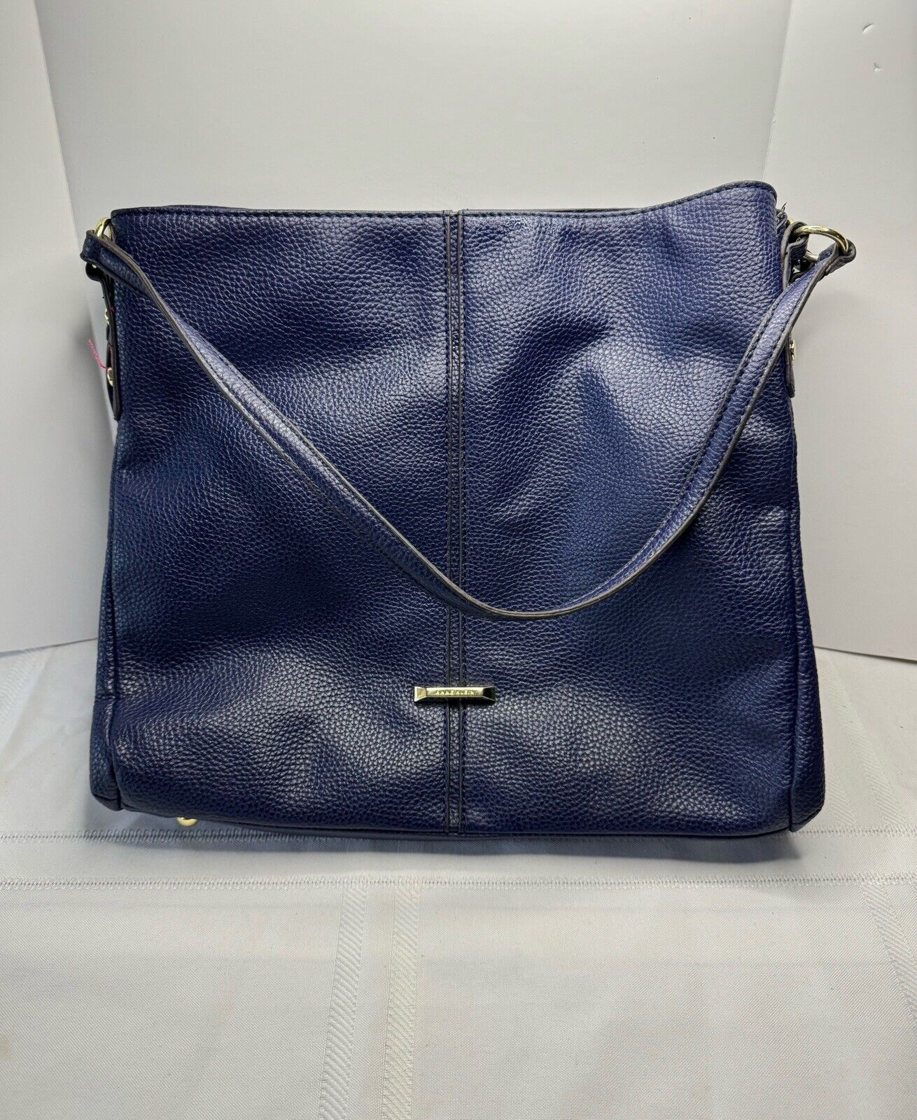 Anne Klein Navy Blue Faux Leather Tote Bag Purse - image 1