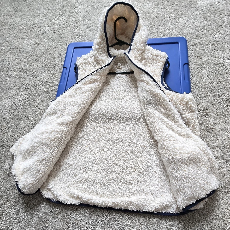 Original Waterproof Vintage Ivory Hooded Vest with Zipper - XL - Image 3 of 4