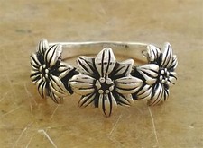 PRETTY .925 STERLING SILVER SUN FLOWER BAND RING size 7 style r1859