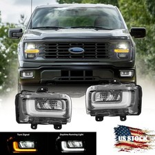 For 2024 2025 2026 Ford F150 F-150 LED DRL Bumper Fog Lights Driving Lamps LH RH