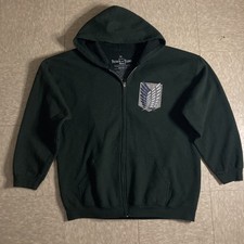 Attack on Titan Hoodie Men  s 2XL Survey Corps Zip Up Anime Manga