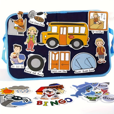 Felt Story Board for Kids - Portable Educational Play Set with Car Spider Shark