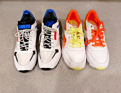 Reebok Classic Leather (White Blue 9.5) - (Orange White 10) 2 pair