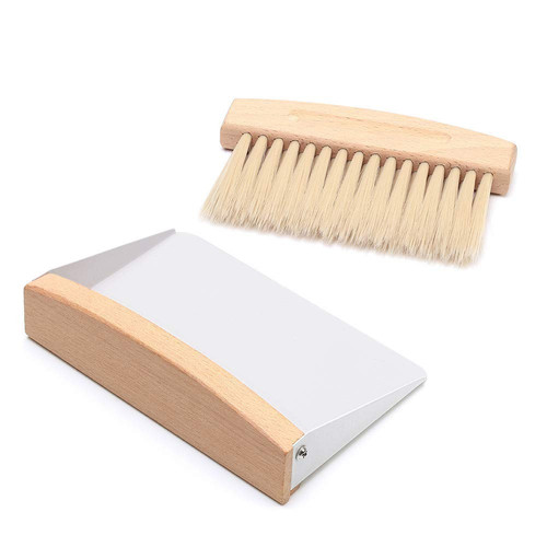 Mini Dustpan and Brush Set - Compact Hand Broom with Metal Dust Pan