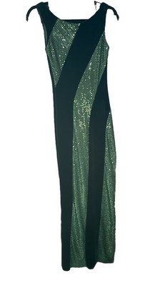Morgan & Co. 3/4 GREEN Sequined  Velvety Gown Women's Prom Long Vintage USA