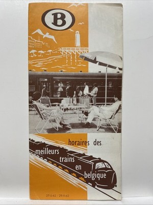 Vintage 1962 Belgian Train + Auto Schedule and uide, in French