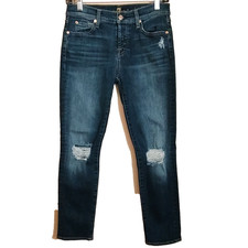7 For All Mankind Josefina Sz 27.5x26  Skinny Boyfriend Button Fly Distressed