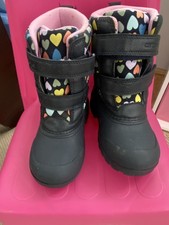 Carter's Little Girl's Easy On Waterproof Hearts Snow Winter Boots Shoes 11M