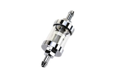 FILU Benzinfilter (Metallgehäuse) für Benzinschlauch mit innen-Ø 6 mm