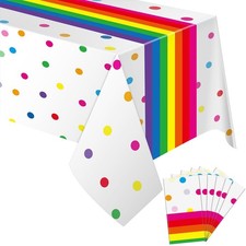 Rainbow Tablecloth Polka Dot Plastic Tablecloth Rainbow Party Supplies for Ki...