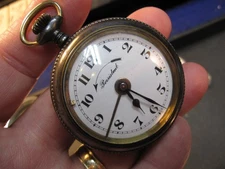 16s Langendorf Watch Co gun metal alarm pocket watch ticks