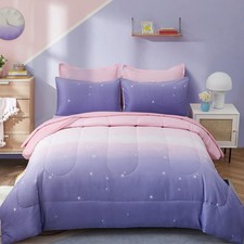 Colourful Purple Ombre Rainbow Bed in A Bag Comforter Set Girls Teen Bedding