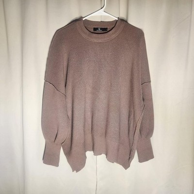 Lillusory Large Oversized Mauve Raw Hem Sweater Casual Grunge Leisure Wear EUC