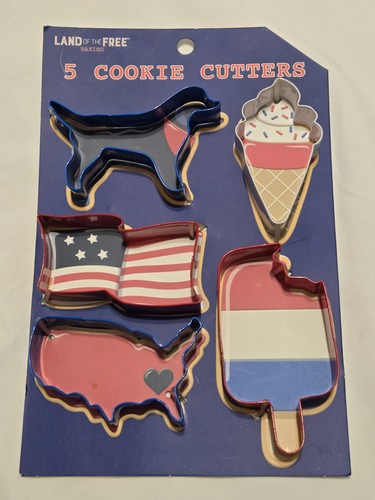 5Pcs Patriotic Cookie Cutter Set Baking With Oven Mitt - Picture 2 of 8