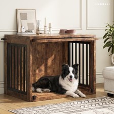Dog Crate Furniture - 35'' Wooden Dog Kennel for Dogs up to 50 lb, Medium Dog...