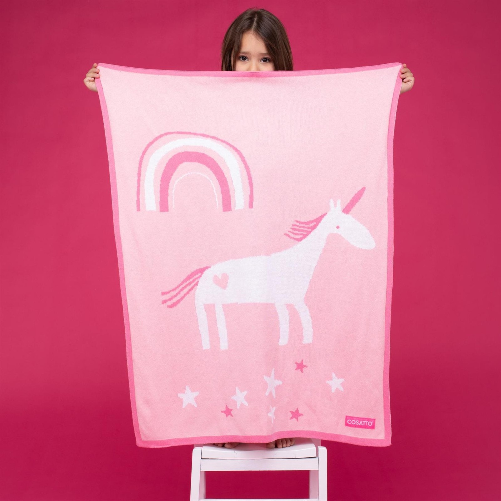 Coperta in maglia rosa per neonati Cosatto unicorno 90x70 cm foto 2
