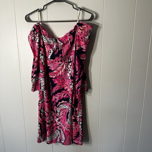 Lilly Pulitzer Laurana Dress Strapless Navy/Pink Floral Style #25507 NWT Size LG - Picture 3 of 8
