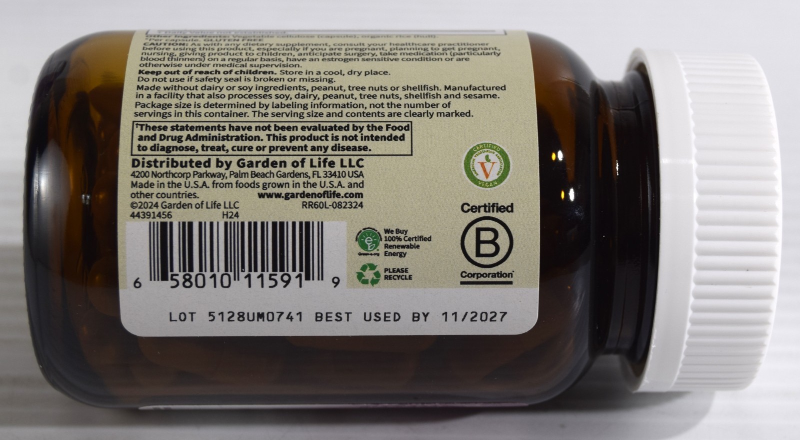 Garden of Life RAW Fermented RESVERATROL 350 mg 60 Vegan Capsules Exp. 11/2027