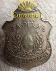 URUGUAY OLD FIREMAN POMPIER PLAQUE BADGE FROM YEAR 1903 LIEUTENANT RANK BOMBERO