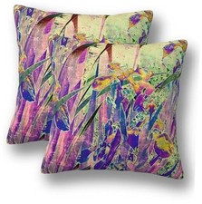 Pillow Covers 18 x 18 Set of 2 Vintage Floral Throw Pillow Cover Irises Flower