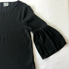 Vero Moda Blouse Women Small Black Sheer Top 3/4 Bell Sleeves Vmelli Career Work