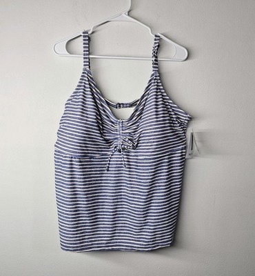 NWT Womens 3X True Craft Striped Tankini Top Adjustable Straps Padded Stretch 