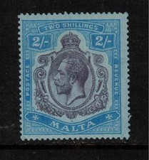 Malta 1921-22 KGV SG103a 2/- purple & blue Multi Script CA Mounted Mint MM