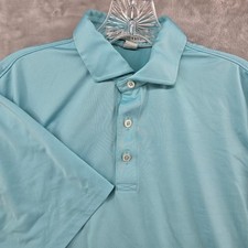 Holderness Bourne Polo Shirt Mens Medium Blue Tailored Fit Short Sleeve Golf