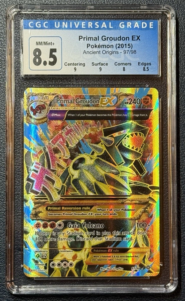 2015 Pokemon XY Ancient Origins 97/98 Primal Groudon EX FA CGC 8.5