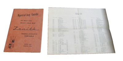 Zenith G 500 Transoceanic Radio Operating Guide & Schematic Parts List