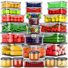 RockBerry 50 Pcs Large Food Storage Containers with Lids Airtight 85 OZ to small