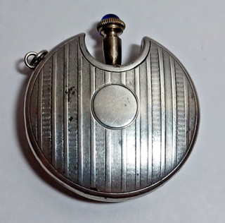 French Sterling Silver Round Blue Stone Wand Top Striker Lighter JGBx28