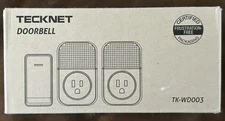 TECKNET Wireless Doorbell ~ One Transmitter & Two Plug in Receivers ~ New In Box